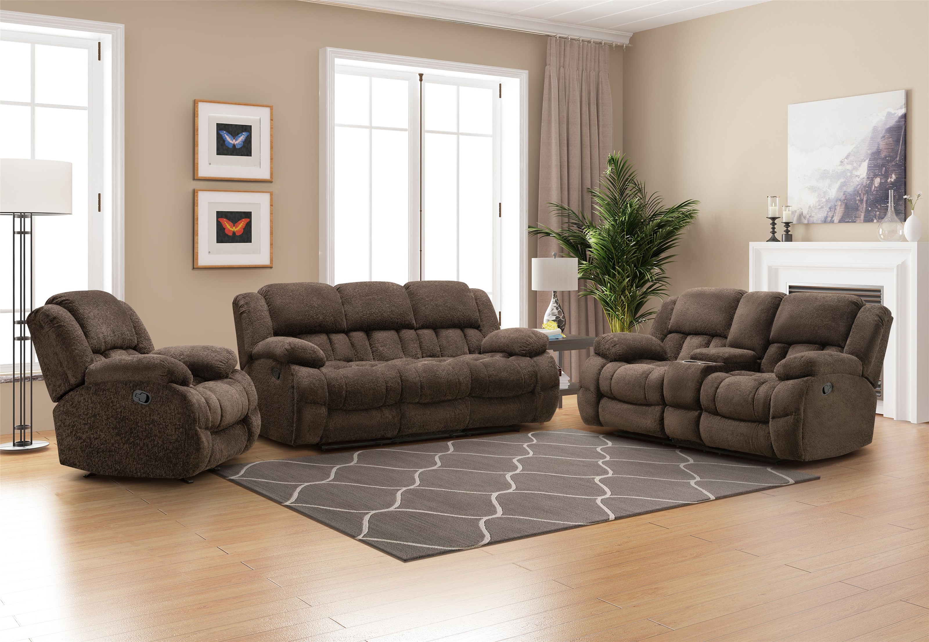 Reclining 3 piece shop living room set